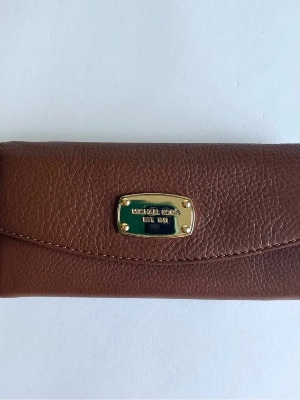 Michael Kors Brown Leather Wallet with Gold Plate